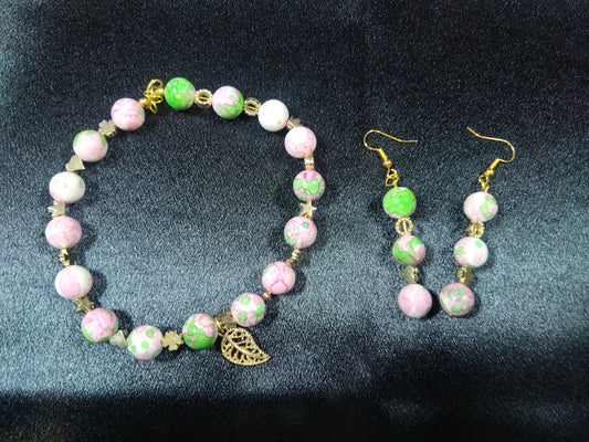 Spring Blossom - Beaded Bracelet and Earrings Set